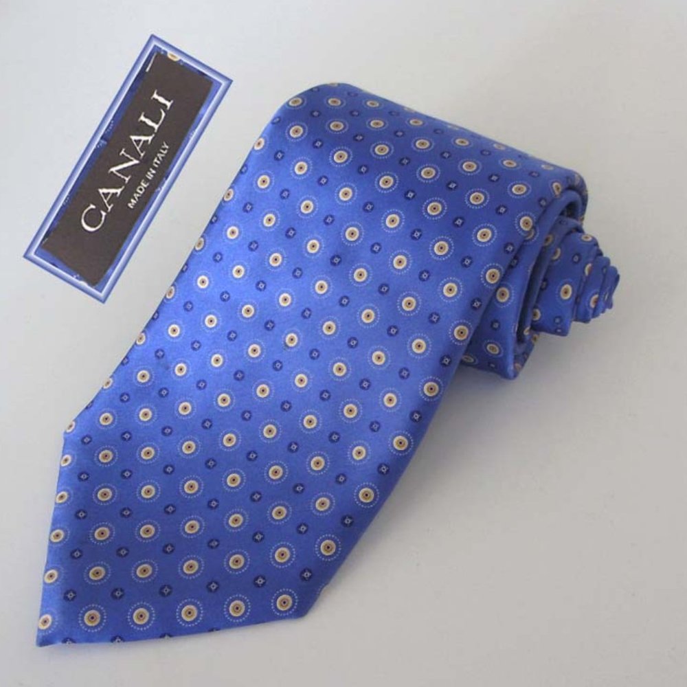 new CANALI geometric circles pattern neck tie 100% silk
